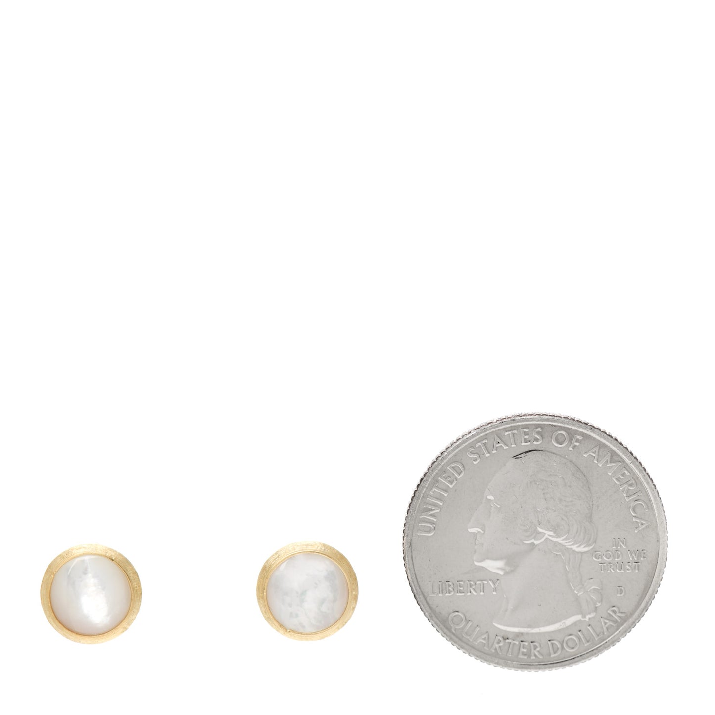 18K Yellow Gold Mother of Pearl Jaipur Color Stud Earrings