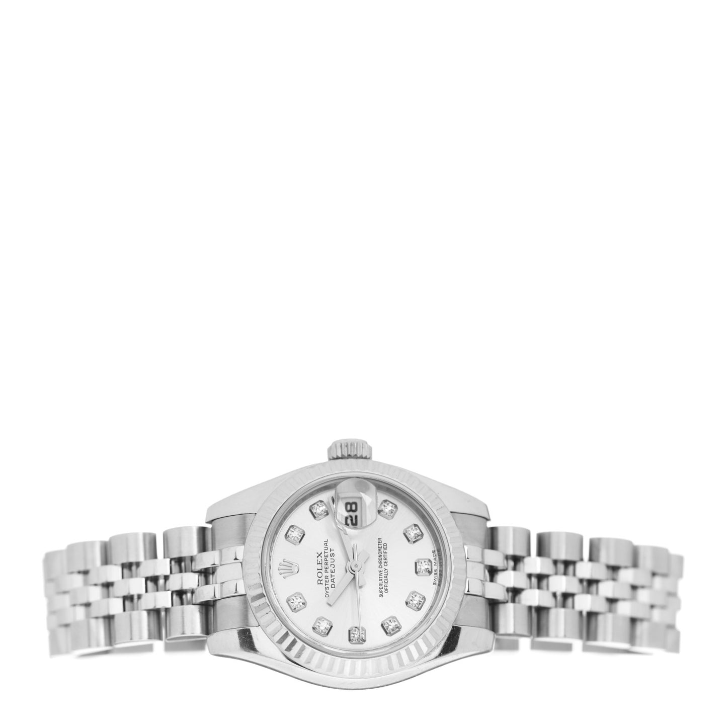 Stainless Steel 18K White Gold Diamond 26mm Oyster Perpetual Datejust Watch Silver 179174