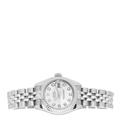 Rolex Stainless Steel 18K White Gold Diamond 26mm Oyster Perpetual Datejust Watch Silver 179174 2 of 4