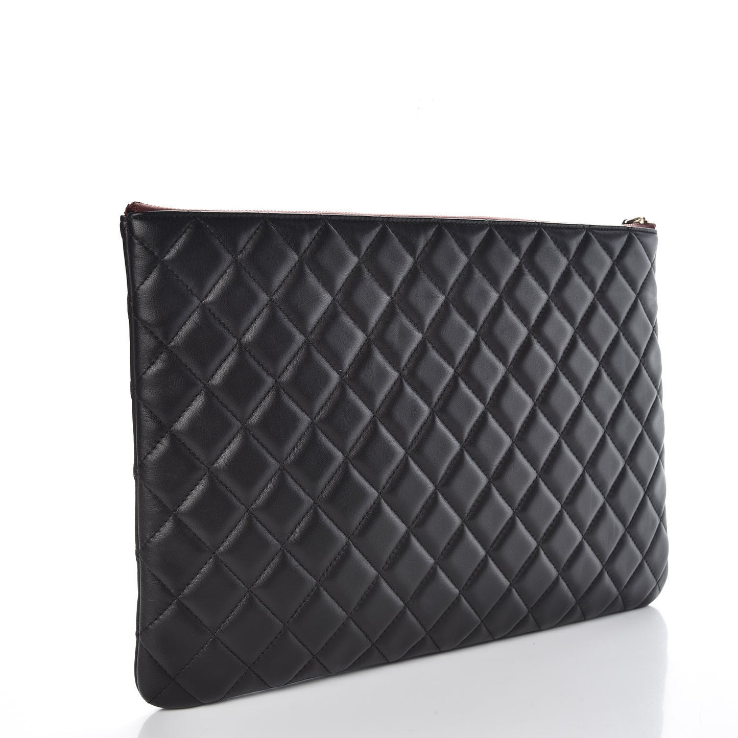 Lambskin Quilted Large Cosmetic Case Black