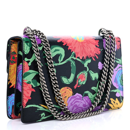 Gucci X KEN SCOTT New Shangai Calfskin Jenny Floral Print Small Dionysus Shoulder Bag Black Pink 2 of 9