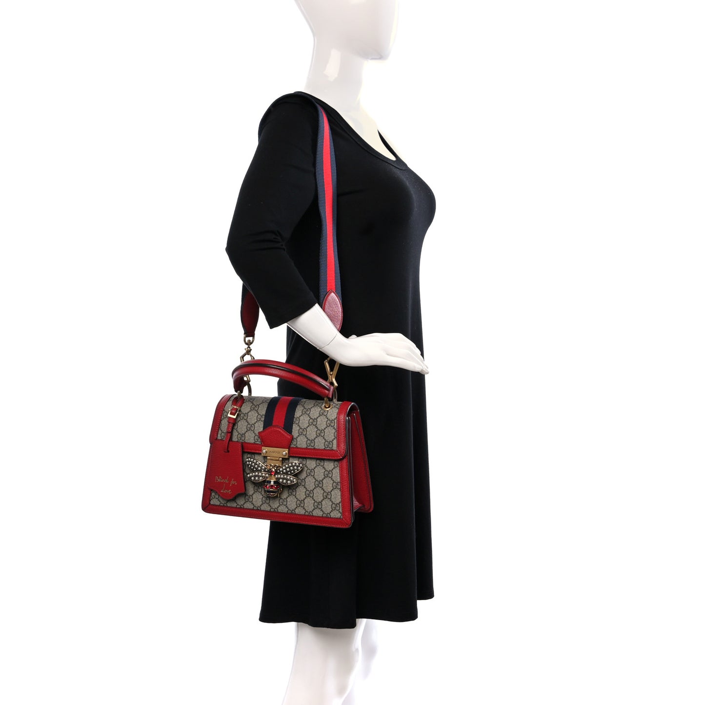 GG Supreme Monogram Small Queen Margaret Top Handle Bag Red