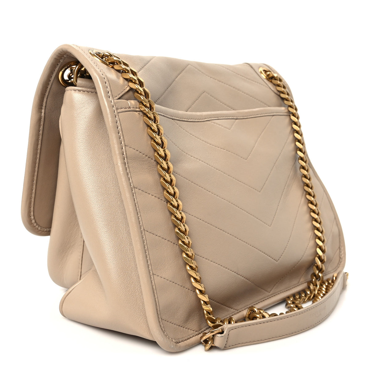 Saint Laurent Lambskin Matelasse Monogram Medium Niki Chain Satchel Dark Beige 2 of 11