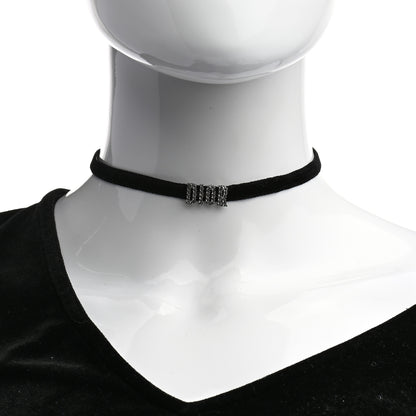 Christian Dior Velvet Crystal DIOR Choker Necklace Black 2 of 5