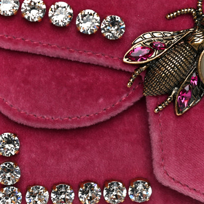 Gucci Velvet Crystal Mini Bee Broadway Shoulder Bag Light Raspberry Rose 26 of 27