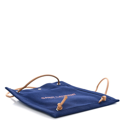 Saint Laurent Linen Calfskin Rive Gauche Backpack Blue Rouge Eros 4 of 10