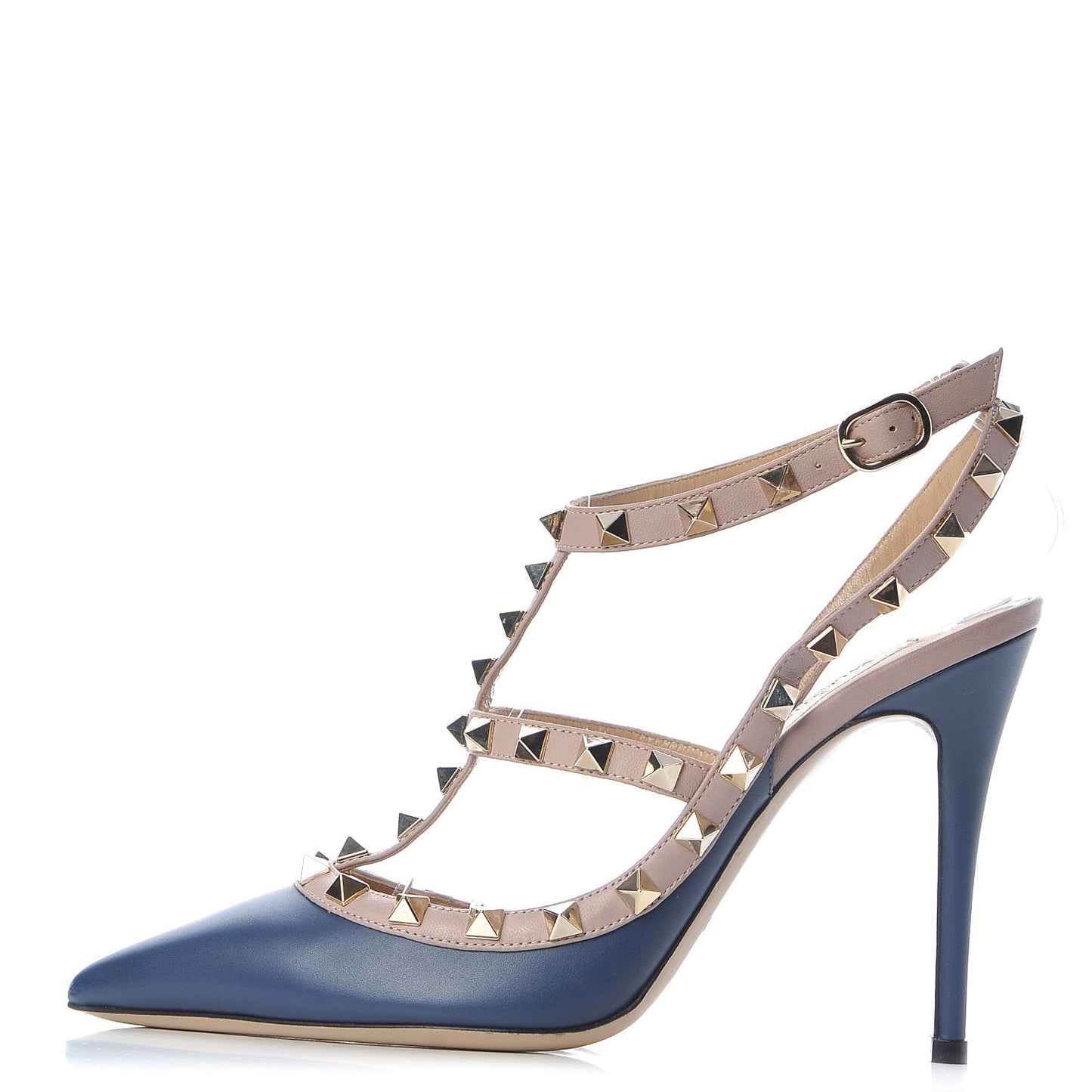 Nappa Rockstud Ankle Strap Pumps 37 Dark Blue Poudre