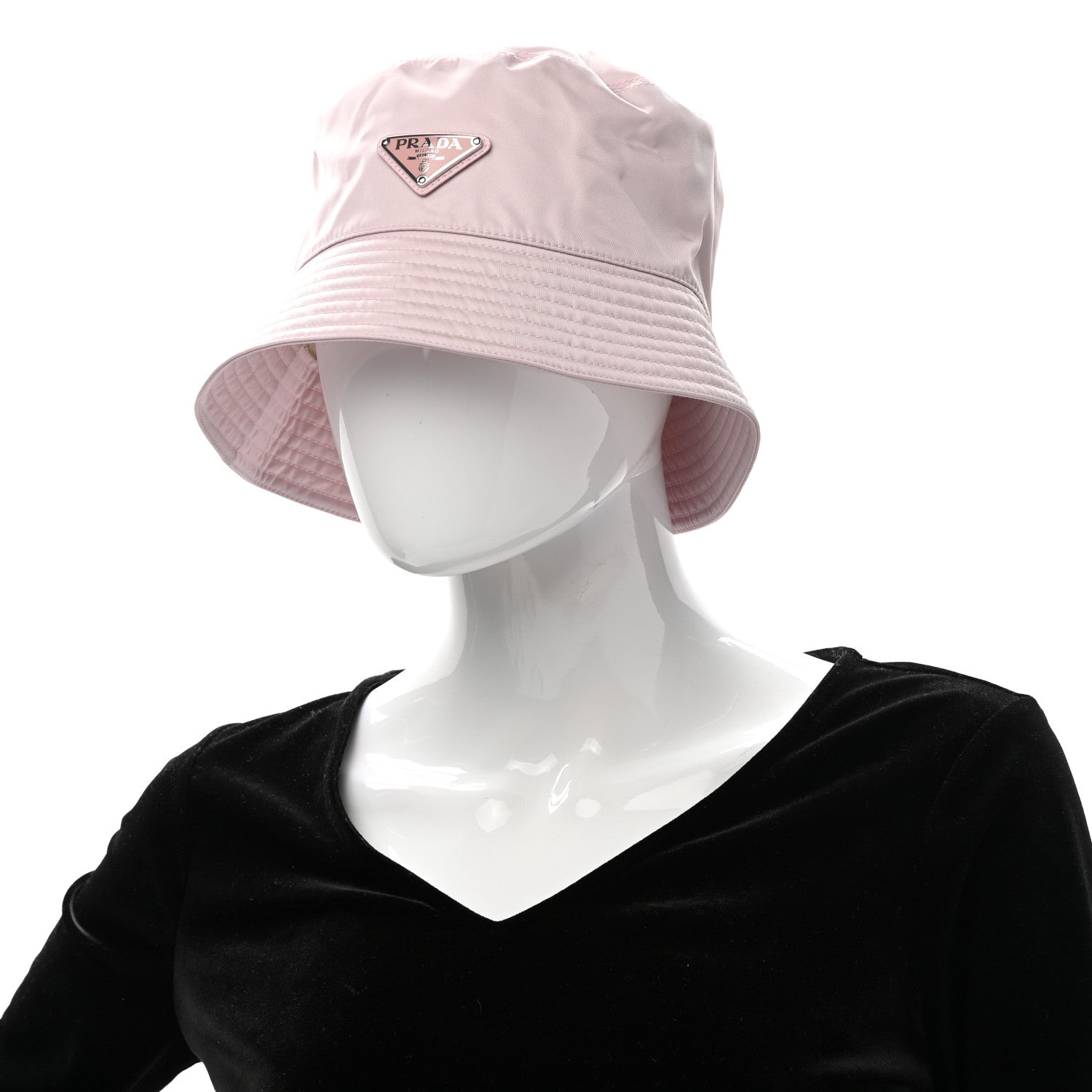 Prada Re-Nylon Metal Triangle Logo Womens Bucket Hat XL Alabastro 2 of 8