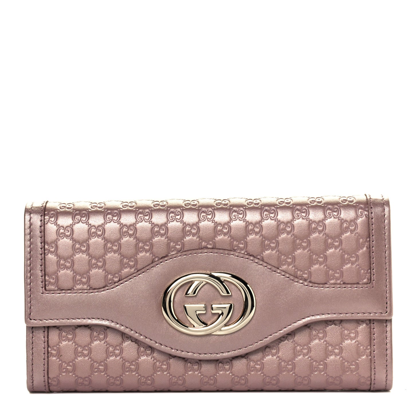 Metallic Soft Microguccissima Sukey Continental Wallet Dark Cipria