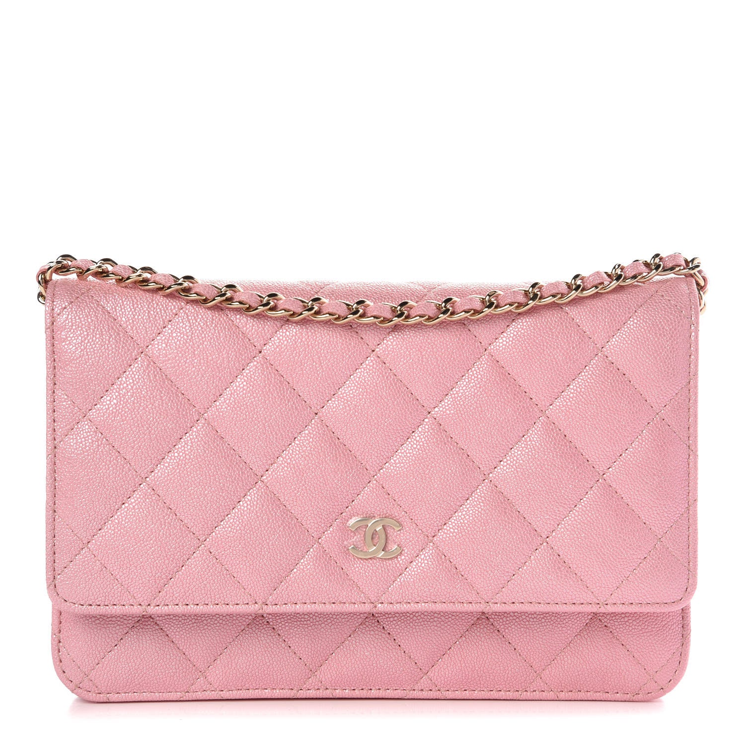 Chanel Iridescent Caviar Quilted Wallet on Chain WOC Rose Pink 1 of 9