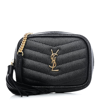 Saint Laurent Grain De Poudre Matelasse Monogram Baby Lou Camera Bag Black 1 of 4