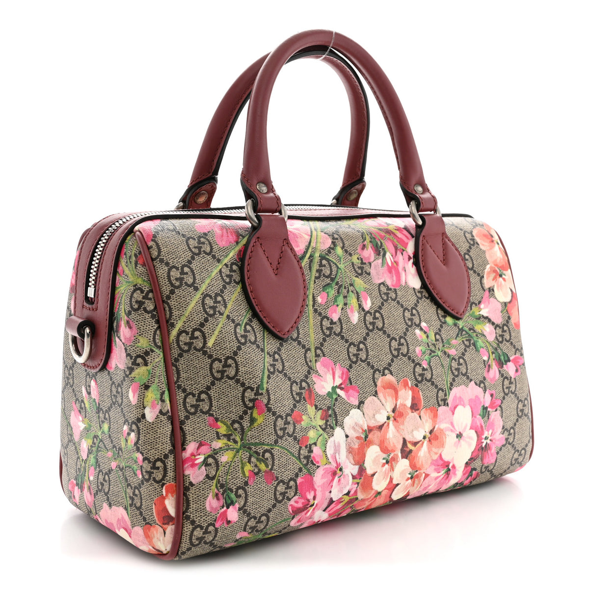 GG Supreme Monogram Blooms Small Boston Beige Multicolor Dry Rose