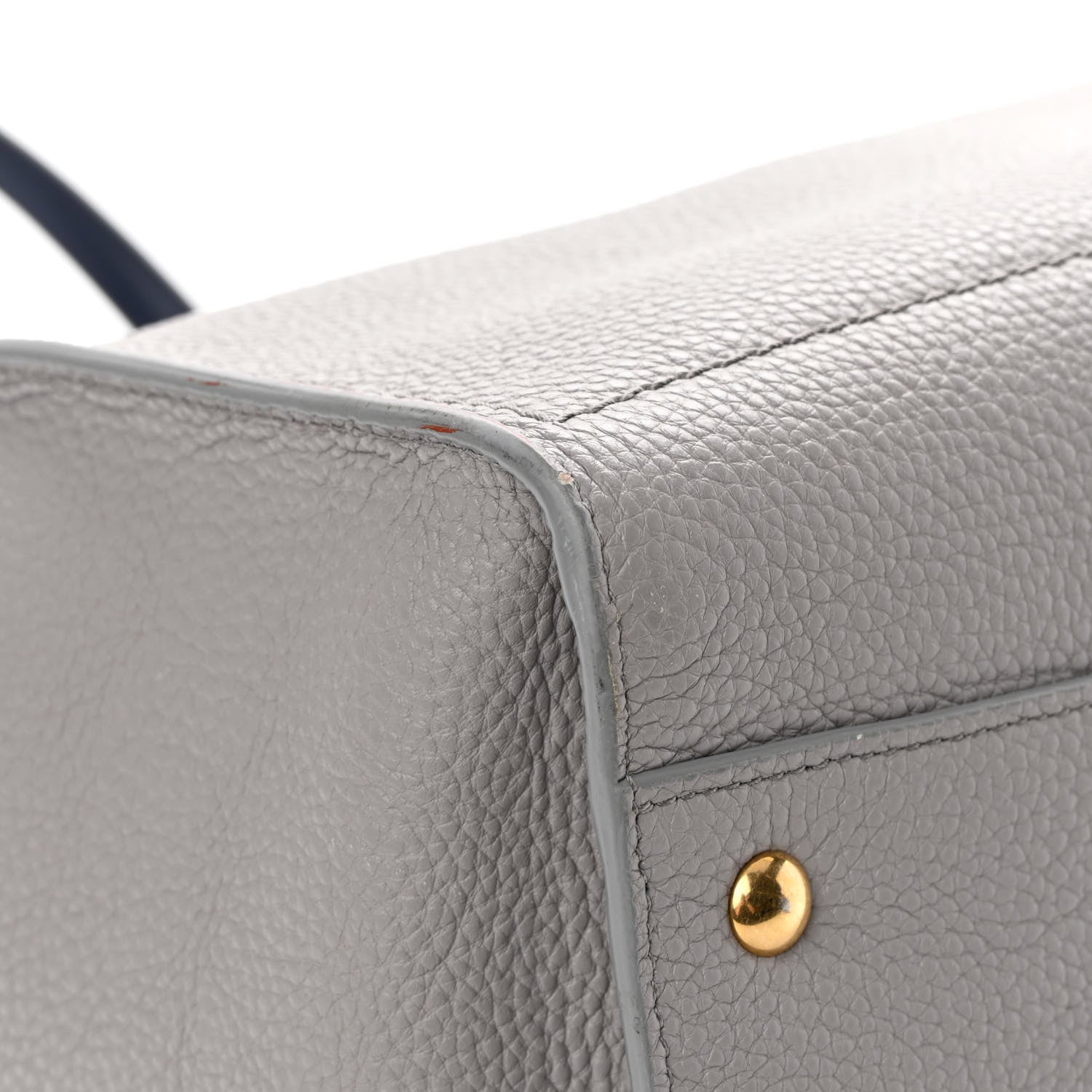 Salvatore Ferragamo Hammered Calfskin Double Handle Medium Amy Tote Grey Navy 9 of 14
