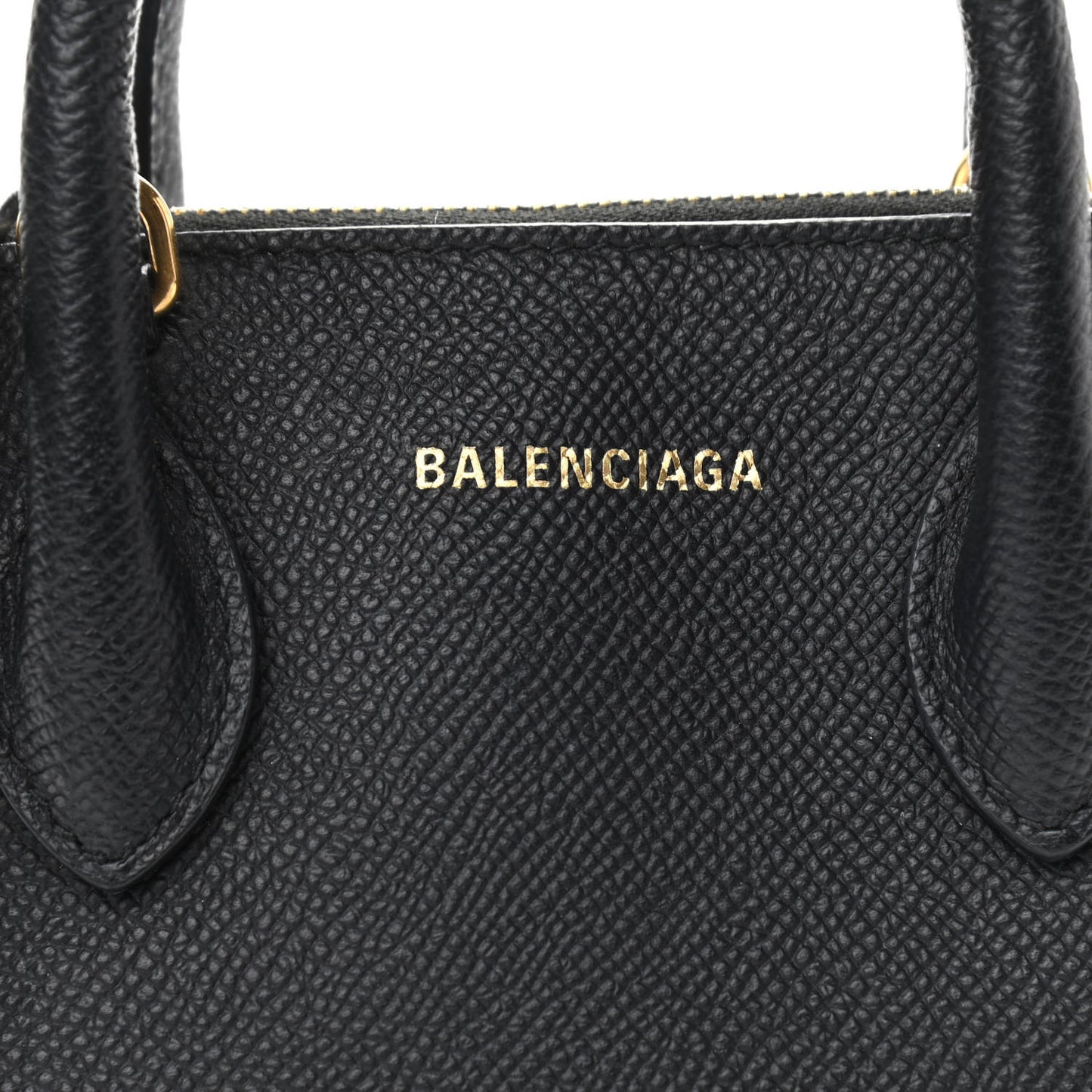 Signature Grained Calfskin XXS Ville Top Handle Bag Black White