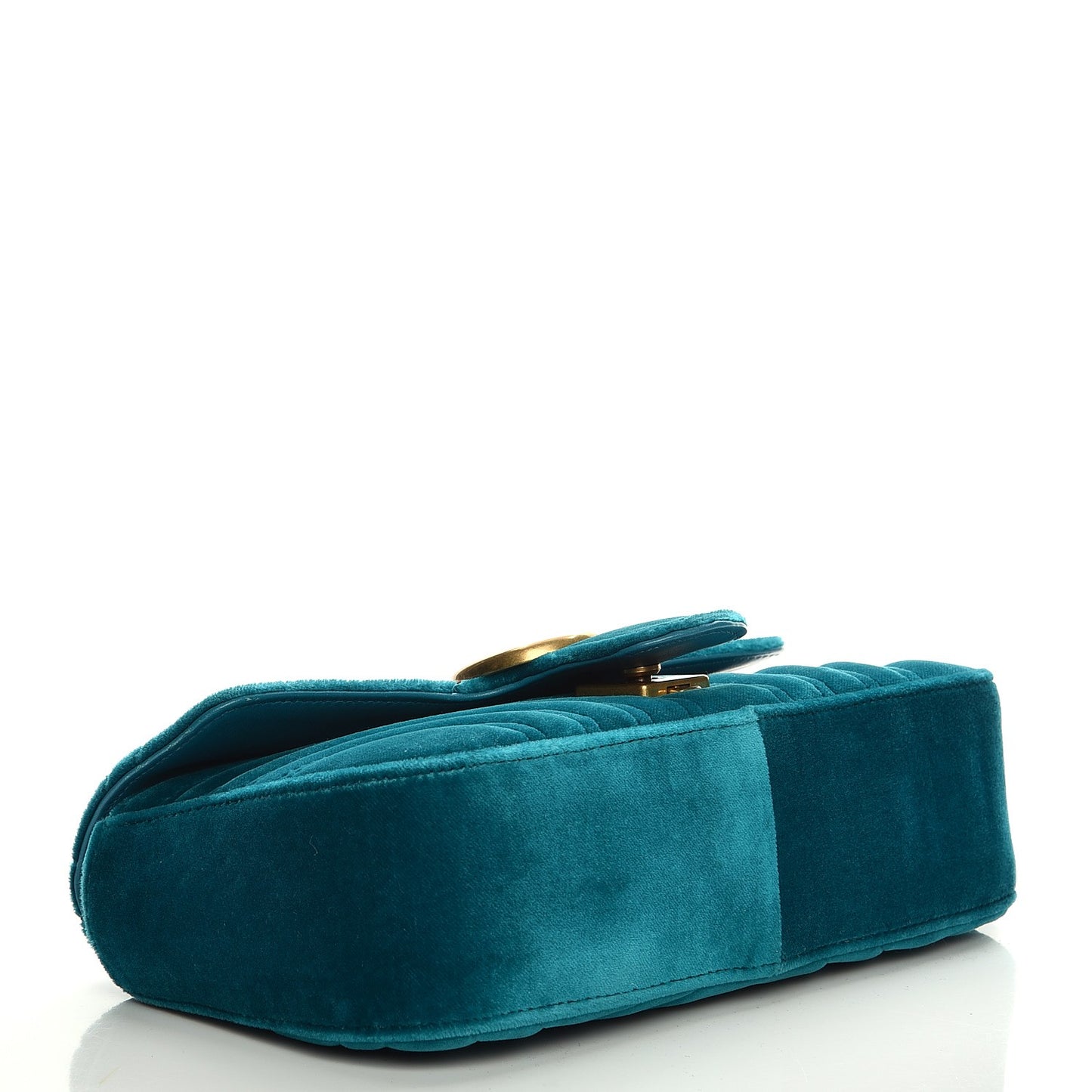 Velvet Matelasse Mini GG Marmont Shoulder Bag Pavone Cyan