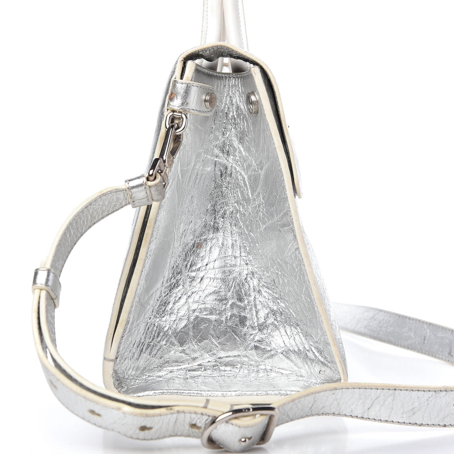 Metallic Calfskin Medium Diorever Flap Silver