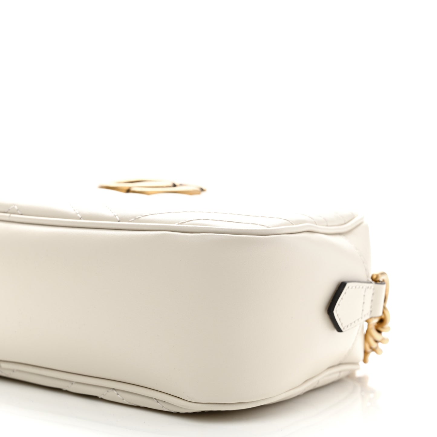 Calfskin Matelasse Small GG Marmont Chain Shoulder Bag White