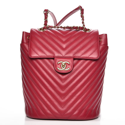 Chanel Calfskin Chevron Quilted Small Urban Spirit Backpack Dark Pink 1 of 7