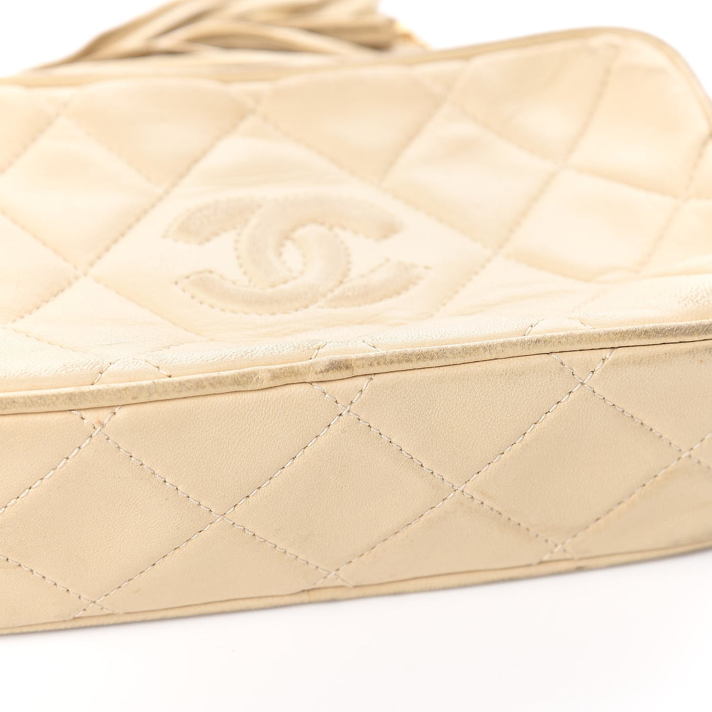 Lambskin Small Tassel Camera Case Beige
