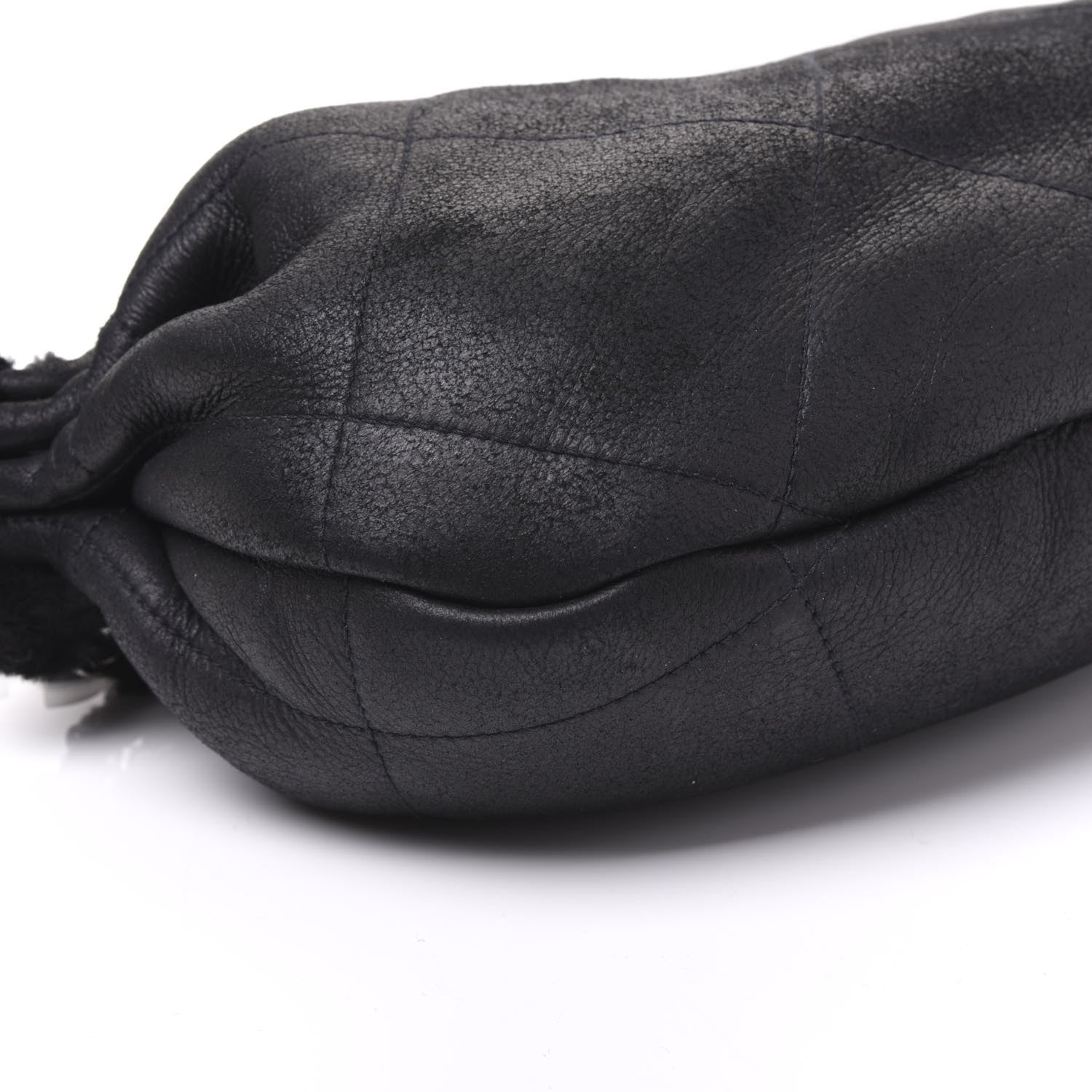 Chanel Shearling Suede Lambskin Stitched Hobo Black 5 of 9