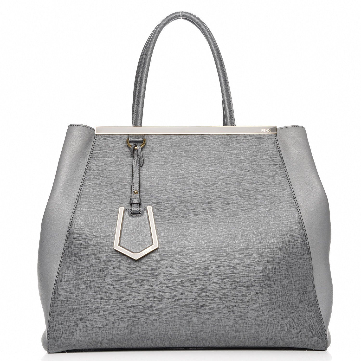 Fendi Vitello Elite Large 2Jours Tote Grigio Grigio Chiaro 1 of 7