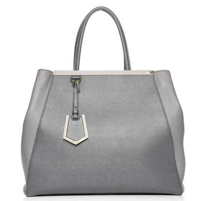 Fendi Vitello Elite Large 2Jours Tote Grigio Grigio Chiaro 1 of 7