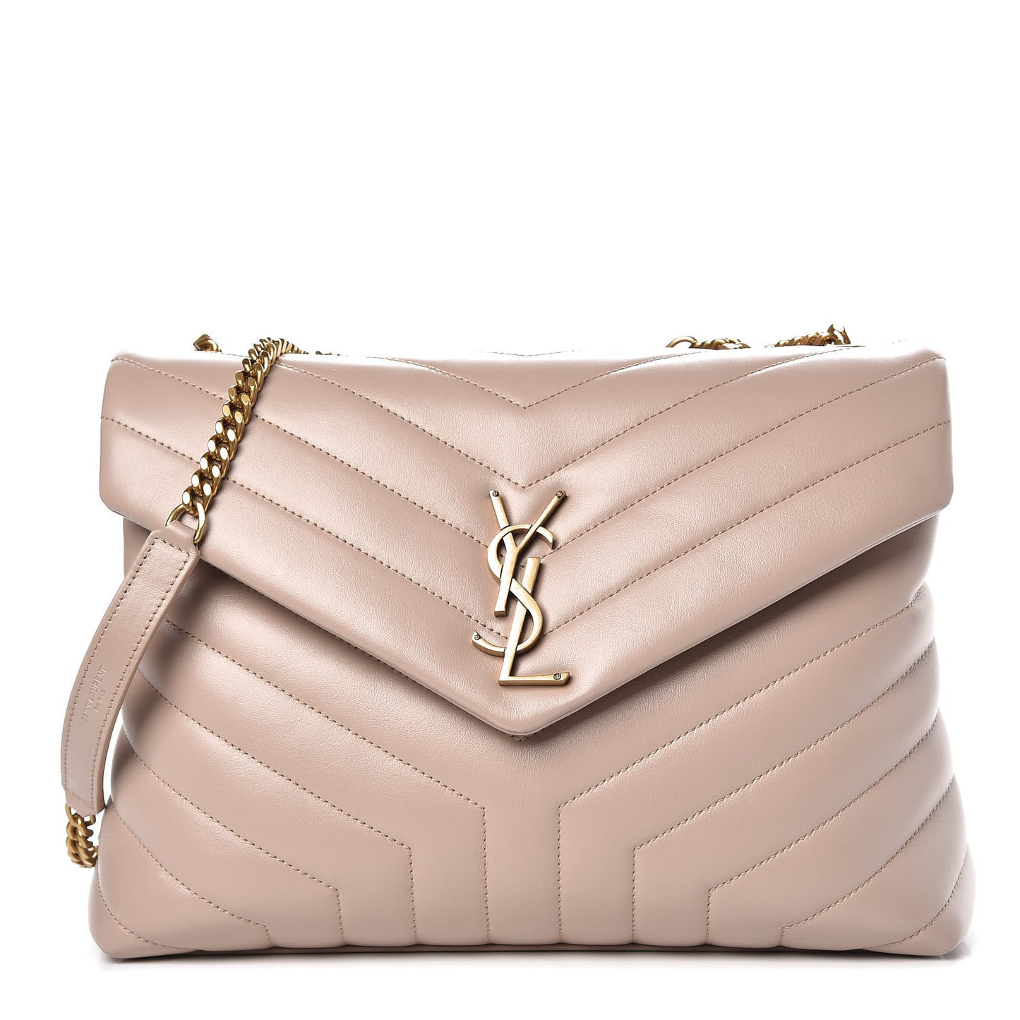 Calfskin Y Quilted Monogram Medium Loulou Chain Satchel Light Natural