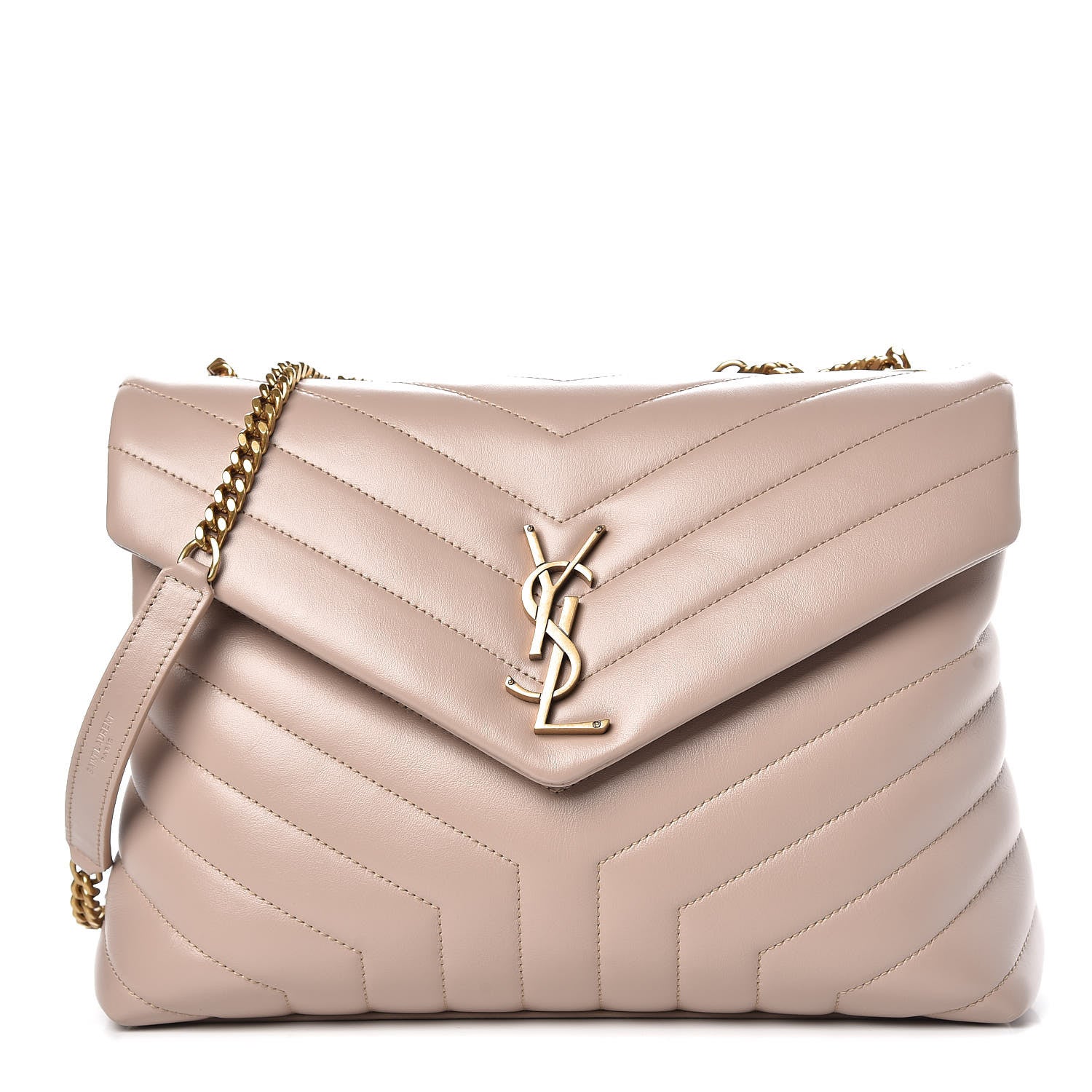 Saint Laurent Calfskin Y Quilted Monogram Medium Loulou Chain Satchel Light Natural 1 of 8