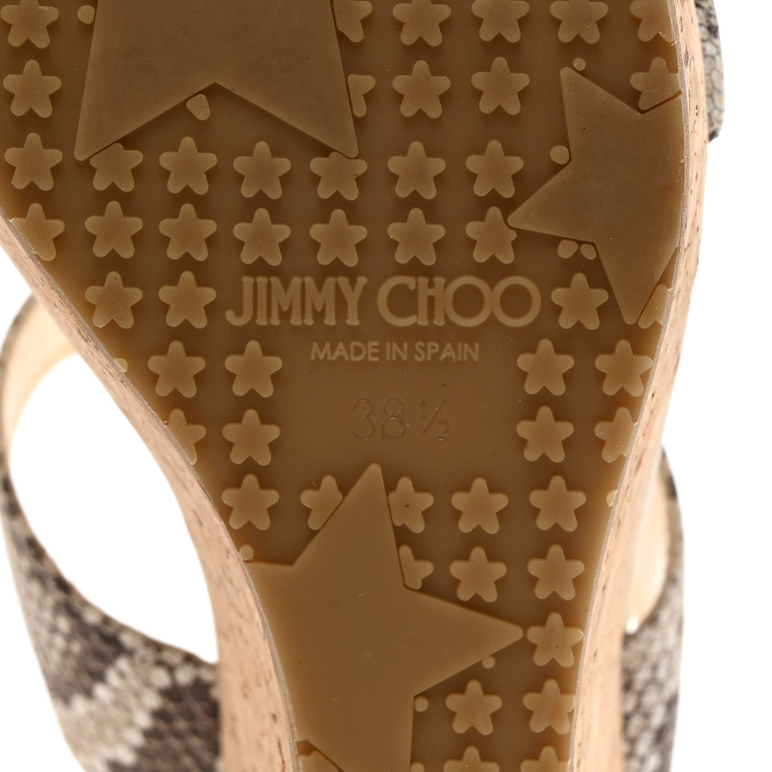 Jimmy Choo Snakeskin Cork Parker Wedge Sandals 38.5 Natural 7 of 9