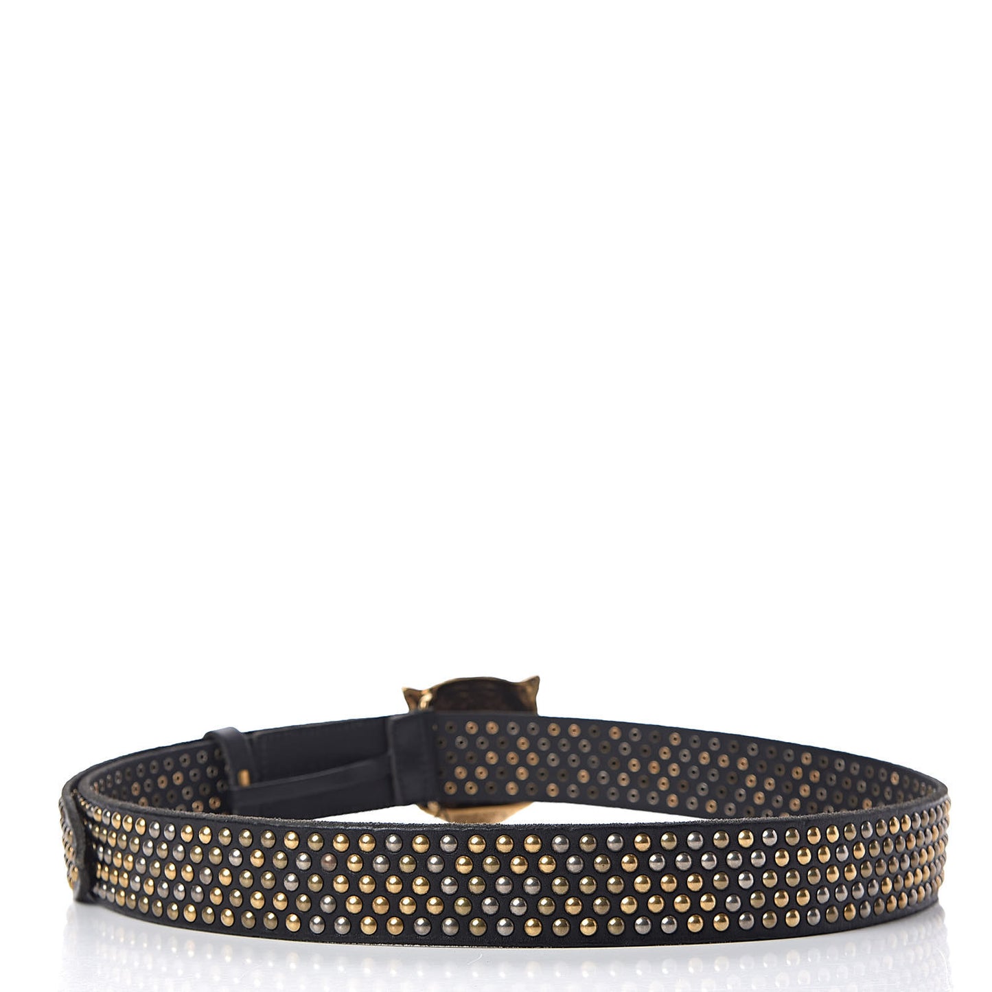 Calfskin Studded Feline Belt 100 40 Black
