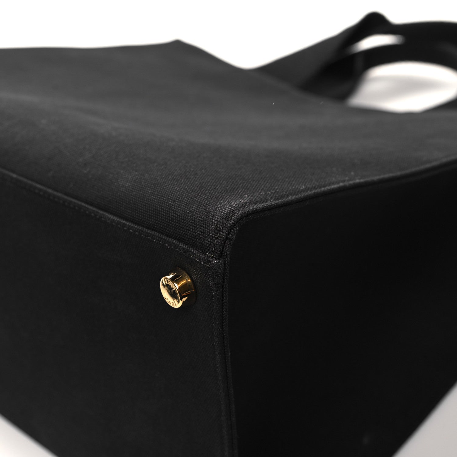 Fendi X VERSACE Cotton Canvas Cuoio Romano Fendace Logo Embroidered Signature Shopping Tote Black Gold 12 of 14