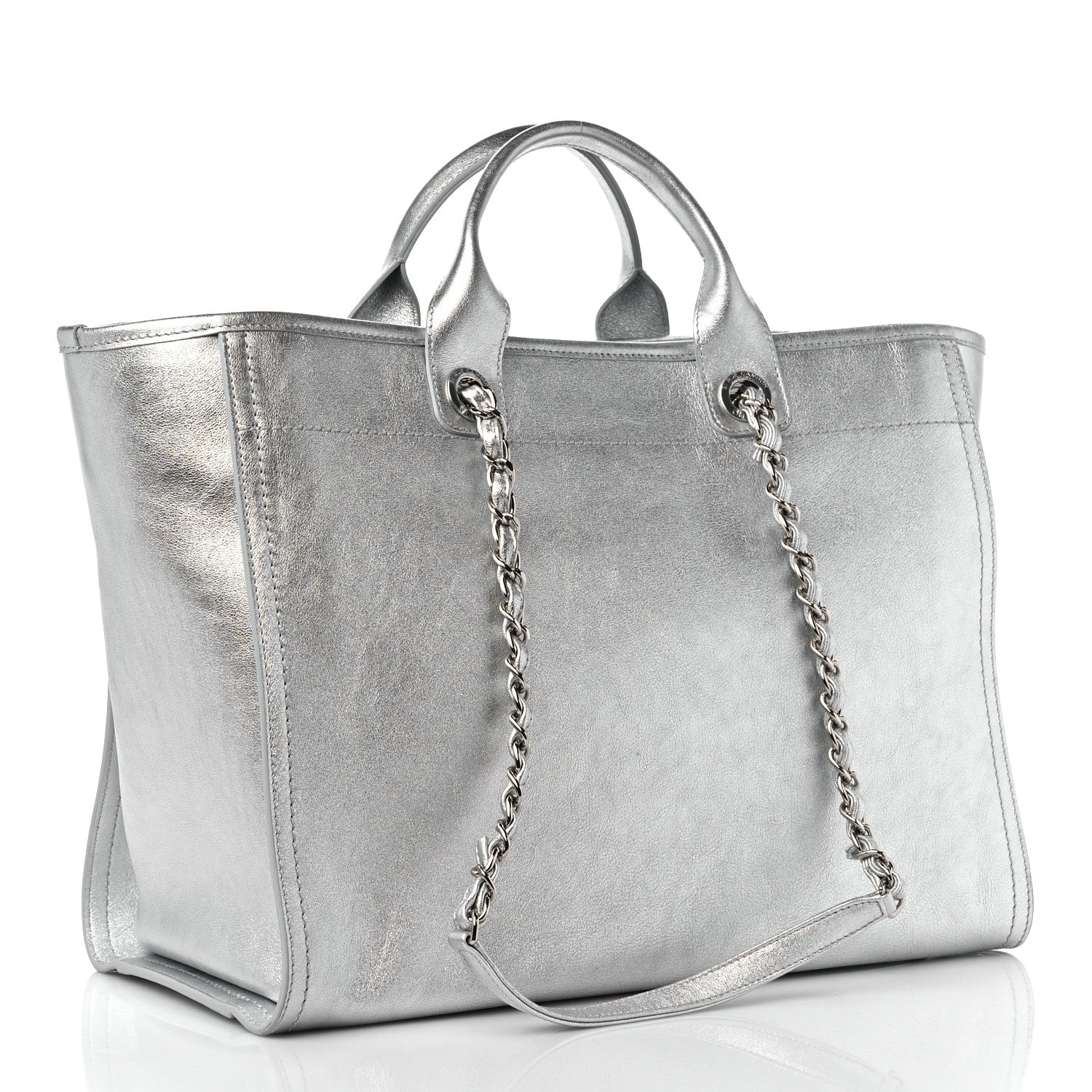Chanel Metallic Calfskin Medium Deauville Tote Silver 5 of 12