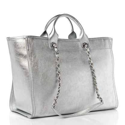 Chanel Metallic Calfskin Medium Deauville Tote Silver 5 of 12