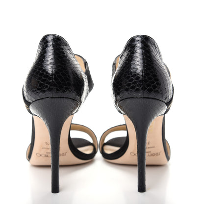 Jimmy Choo Sequins Elaphe Degrade Tallow Ankle Heels 38.5 Black Gold 7 of 10
