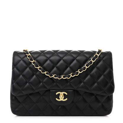 Chanel Lambskin Quilted Jumbo Double Flap Black 1 of 14