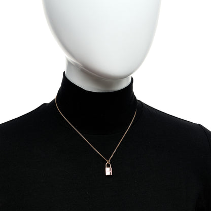 Hermes 18K Rose Gold Pink Sapphire Amulettes Cadenas Pendant Necklace 2 of 6