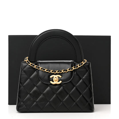 Chanel Shiny Aged Calfskin Quilted Nano Kelly Shopper Black 11 of 11