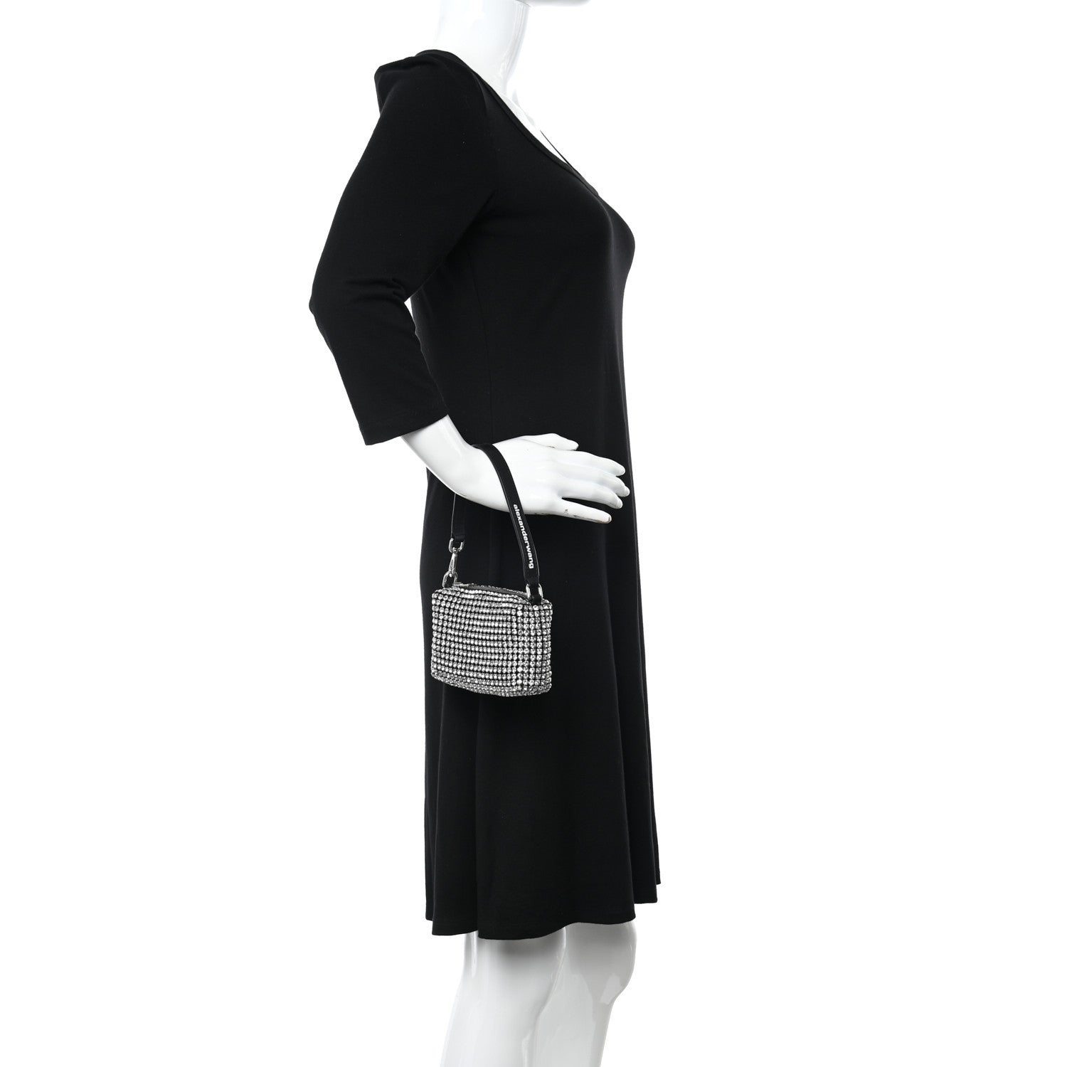 Alexander Wang Mesh Crystal Rhinestone Mini Heiress Pouch Black Silver 2 of 10