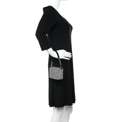 Alexander Wang Mesh Crystal Rhinestone Mini Heiress Pouch Black Silver 2 of 10