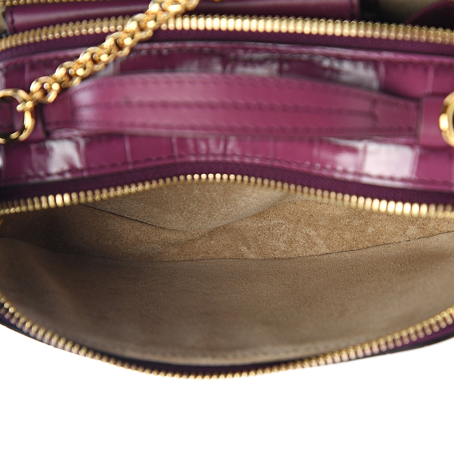 Calfskin Crocodile Embossed Mini C Vanity Bag Crushed Violet