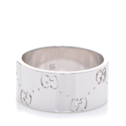 Gucci 18K White Gold 9mm Icon Band Ring 7.5 1 of 5