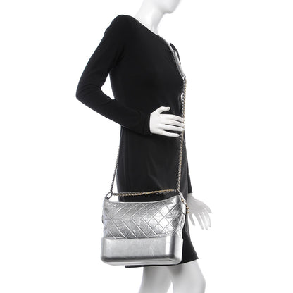 Chanel Metallic Lambskin Calfskin Quilted Medium Gabrielle Hobo Silver 2 of 8