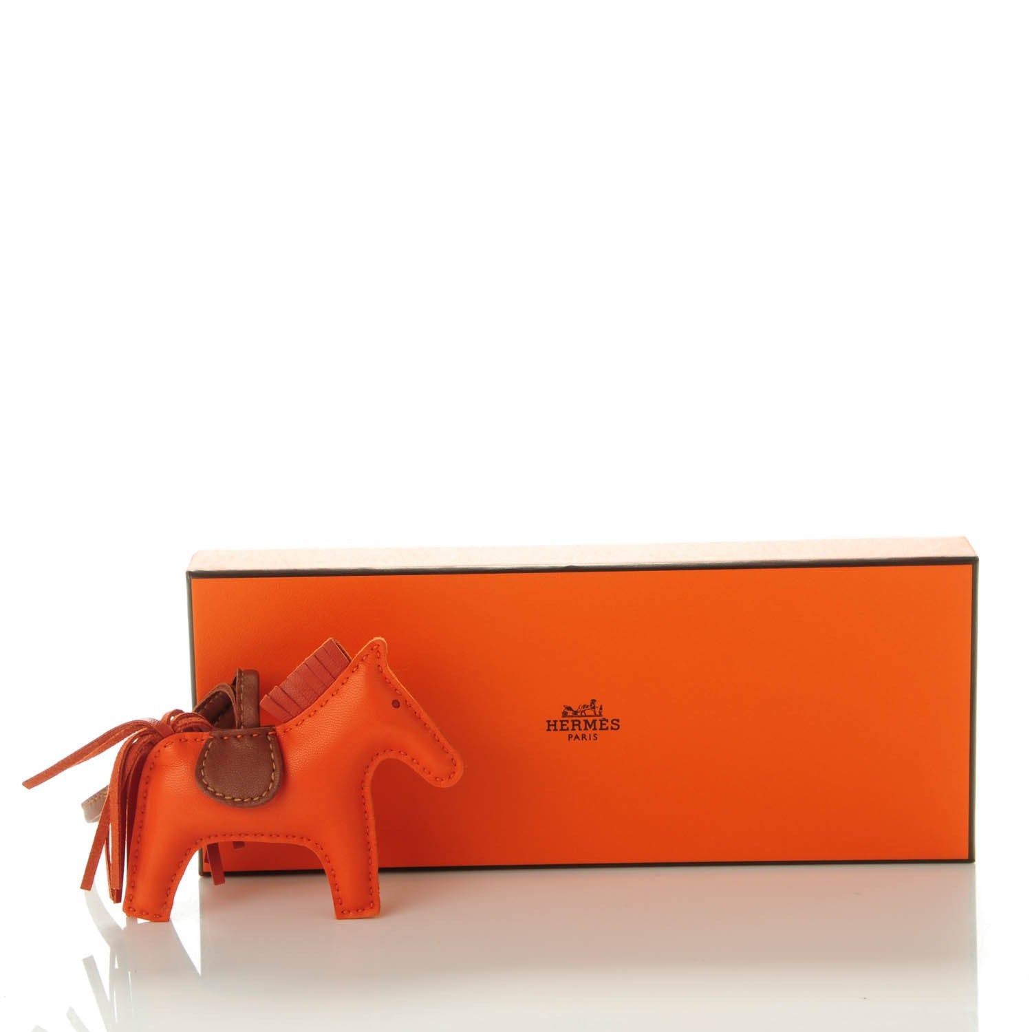 Hermes Milo Lambskin Grigri Rodeo Horse Bag Charm PM Feu Cornaline Fauve 5 of 5