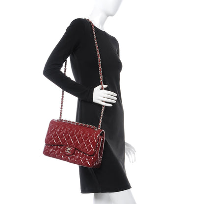 Chanel Patent Quilted Jumbo Double Flap Red 2 of 12