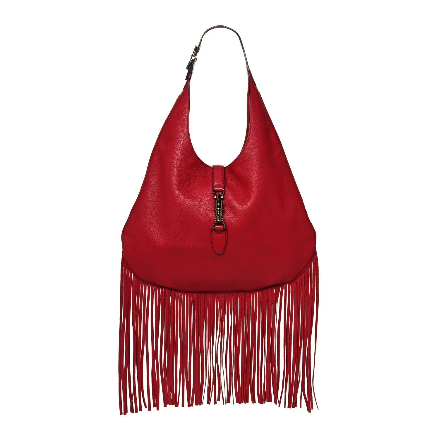 Gucci Cellarius Calfskin Large New Jackie Nouveau Fringe Hobo Red Flame 1 of 13