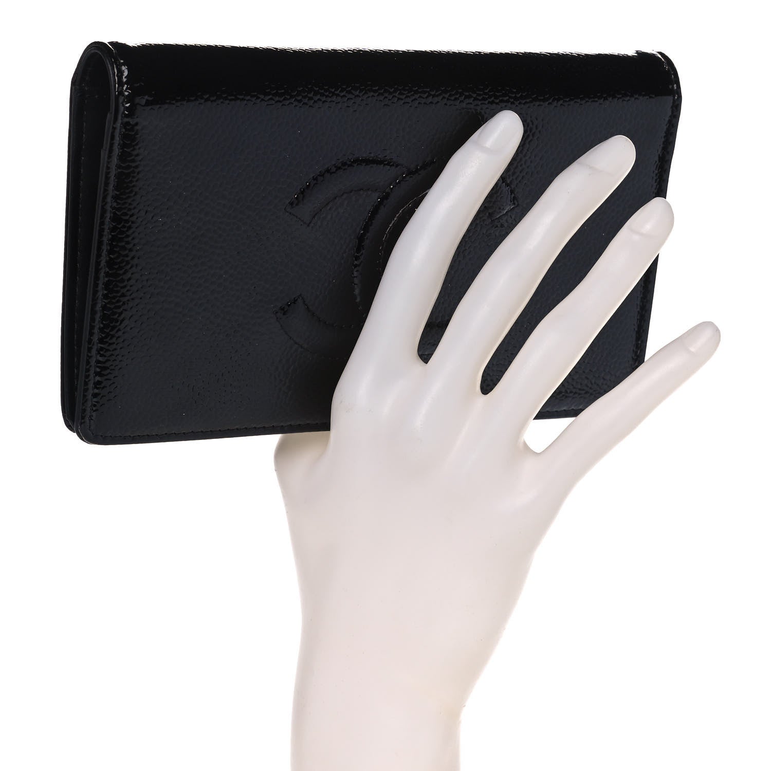 Chanel Patent Caviar Timeless CC Yen Wallet Black 2 of 10