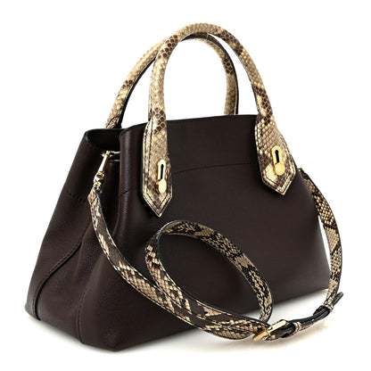 Burberry Grainy Calfskin Snakeskin Small Milton Satchel  Brown Natural 3 of 9