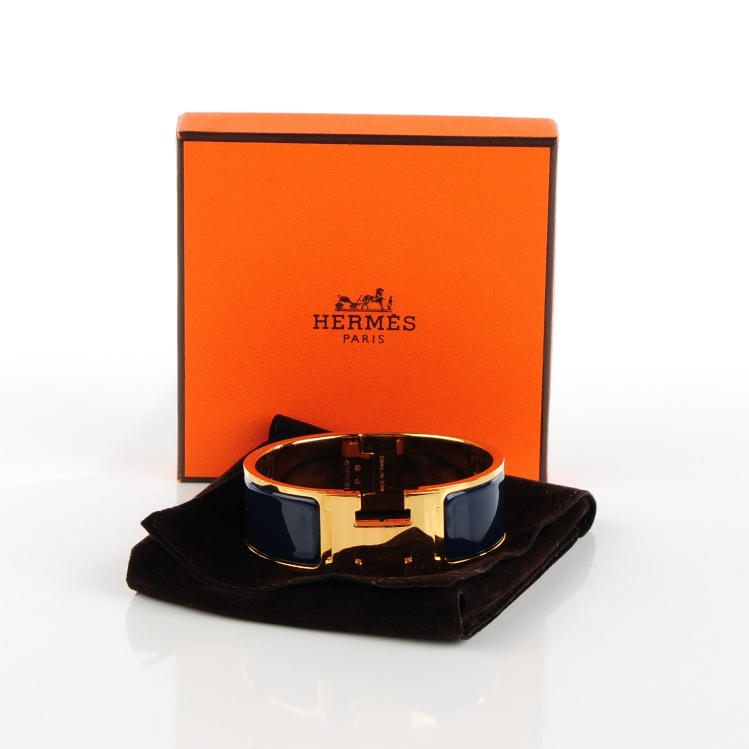Hermes Enamel Wide Clic Clac H Bracelet PM Indigo Bleu 5 of 5