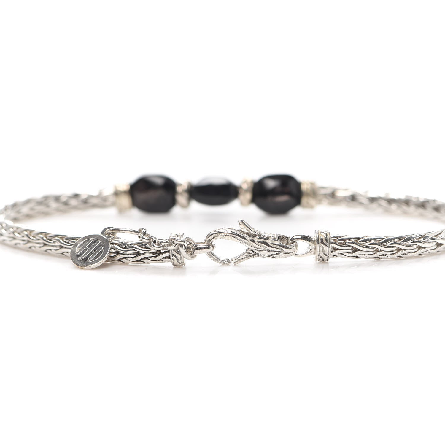 John Hardy Sterling Silver Black Onyx Slim Classic Chain 3 Bead Bracelet 4 of 5
