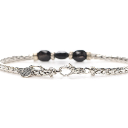 John Hardy Sterling Silver Black Onyx Slim Classic Chain 3 Bead Bracelet 4 of 5